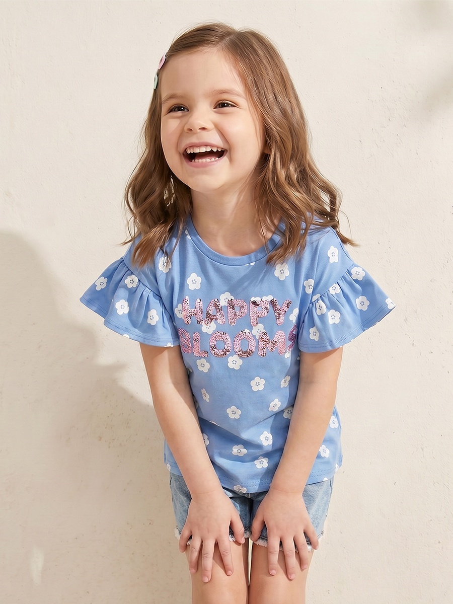 Crew Neck Short Sleeves T-Shirt with Embellishment