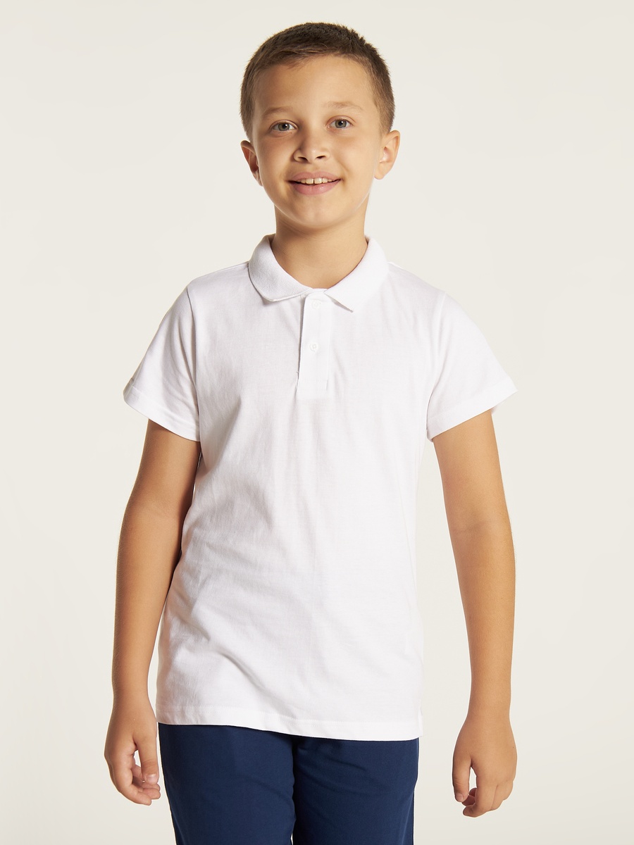 Solid Polo T-Shirt with Short Sleeves and Buttoned Placket