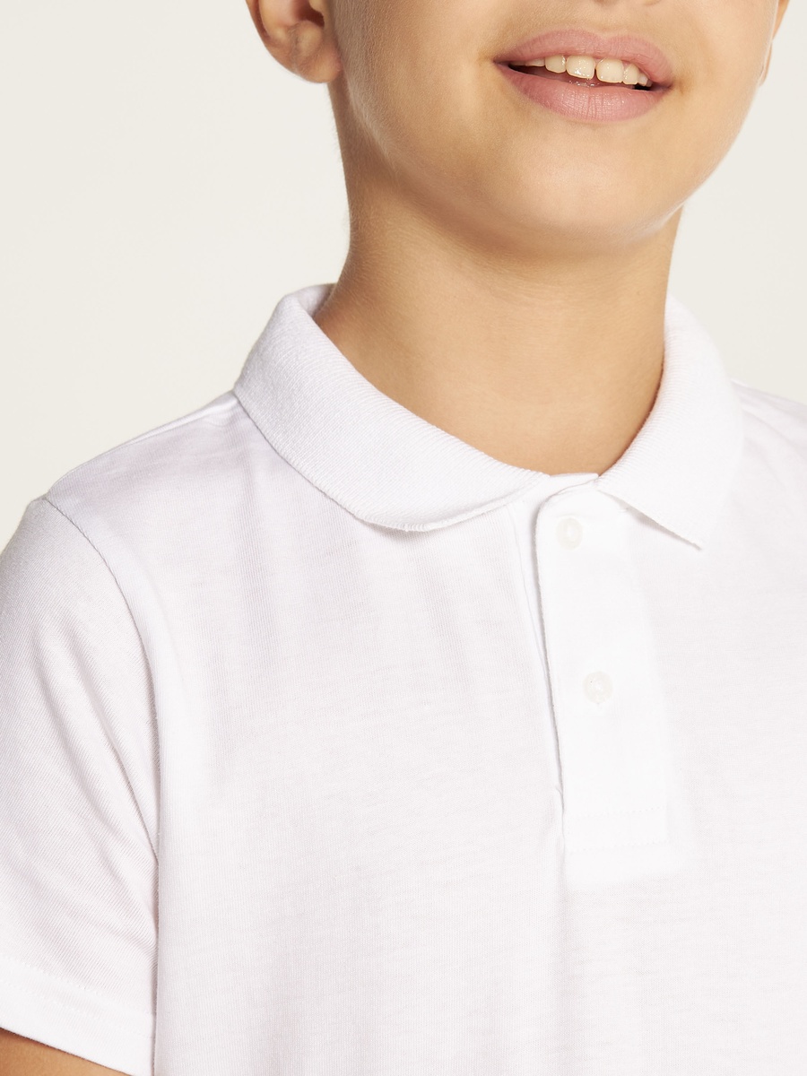 Solid Polo T-Shirt with Short Sleeves and Buttoned Placket