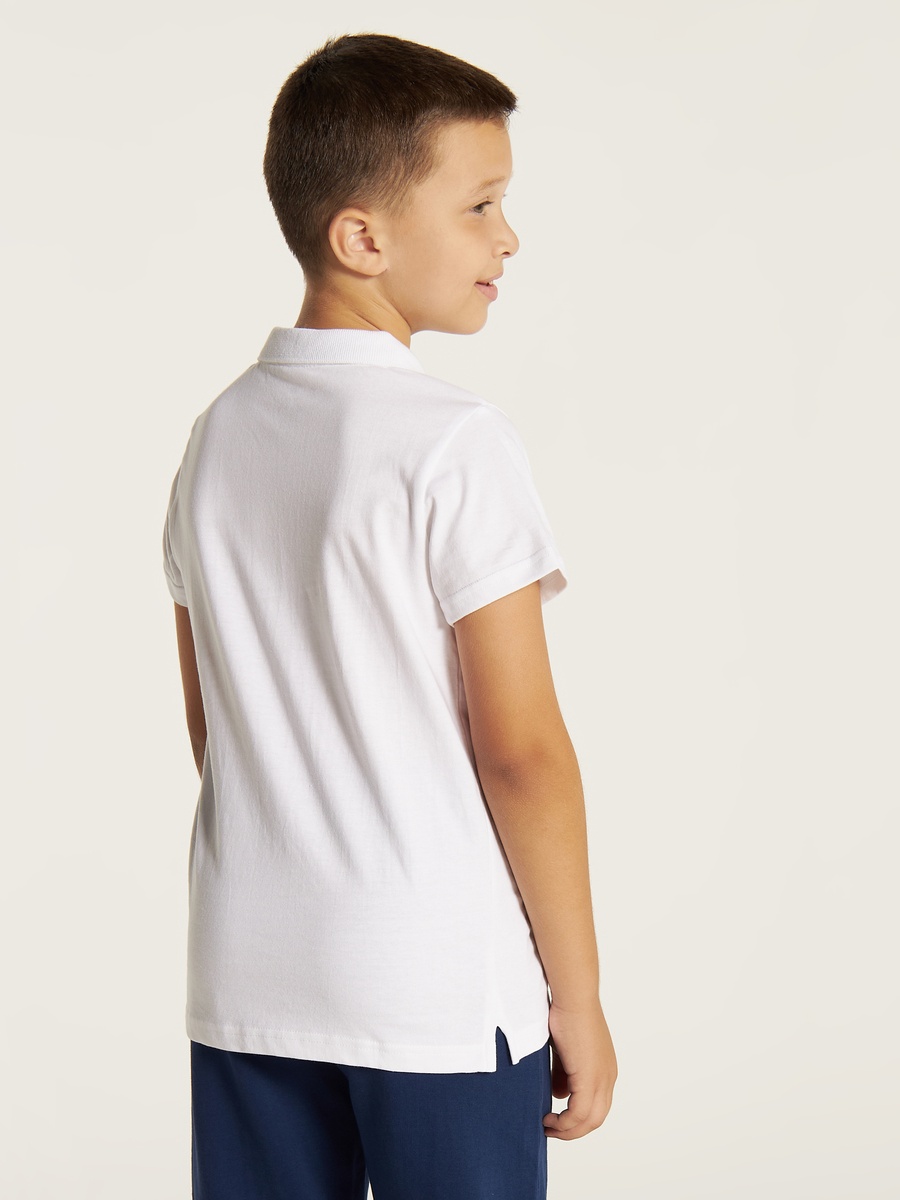 Solid Polo T-Shirt with Short Sleeves and Buttoned Placket