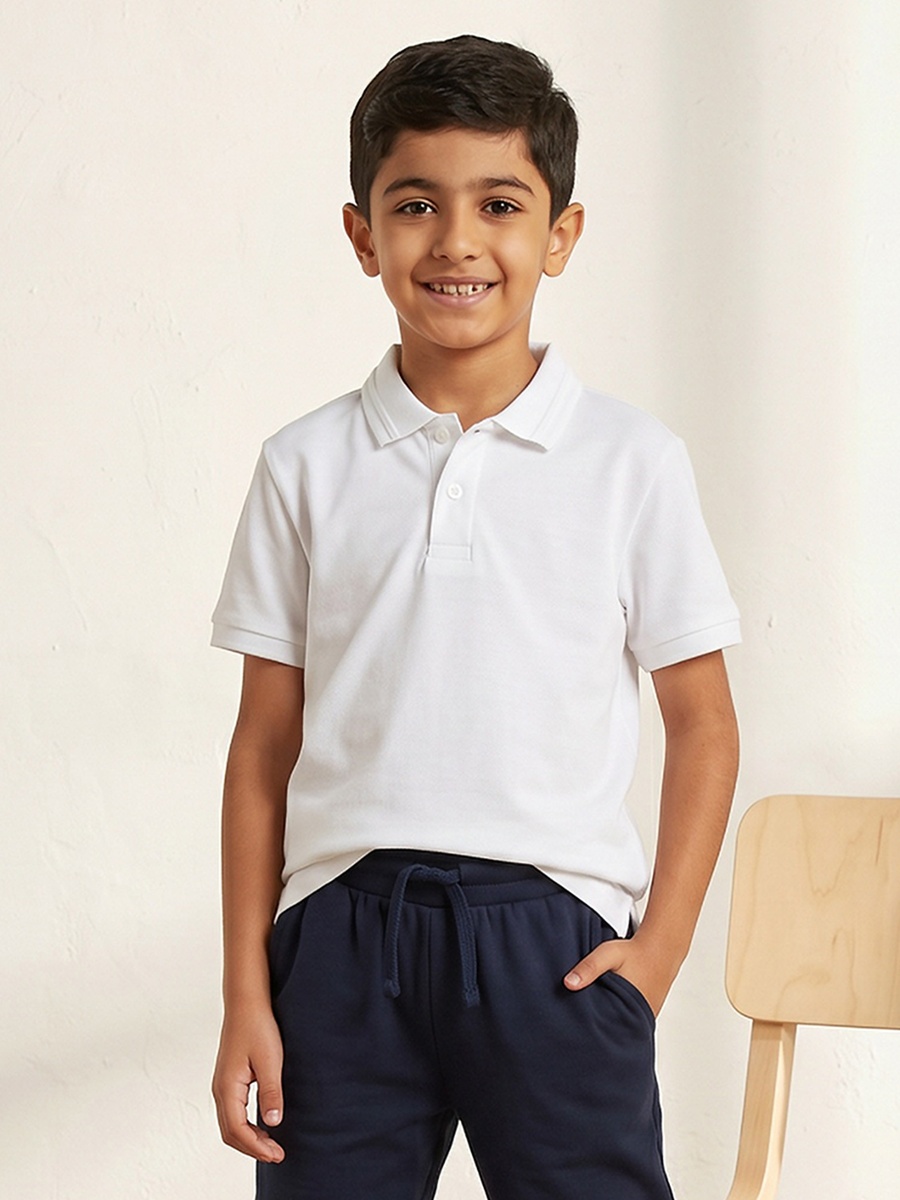 Solid Polo T-Shirt with Short Sleeves