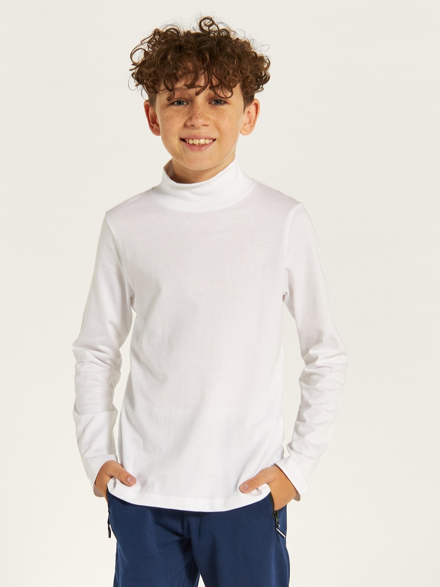 Solid T-Shirt with Long Sleeves and High Neck