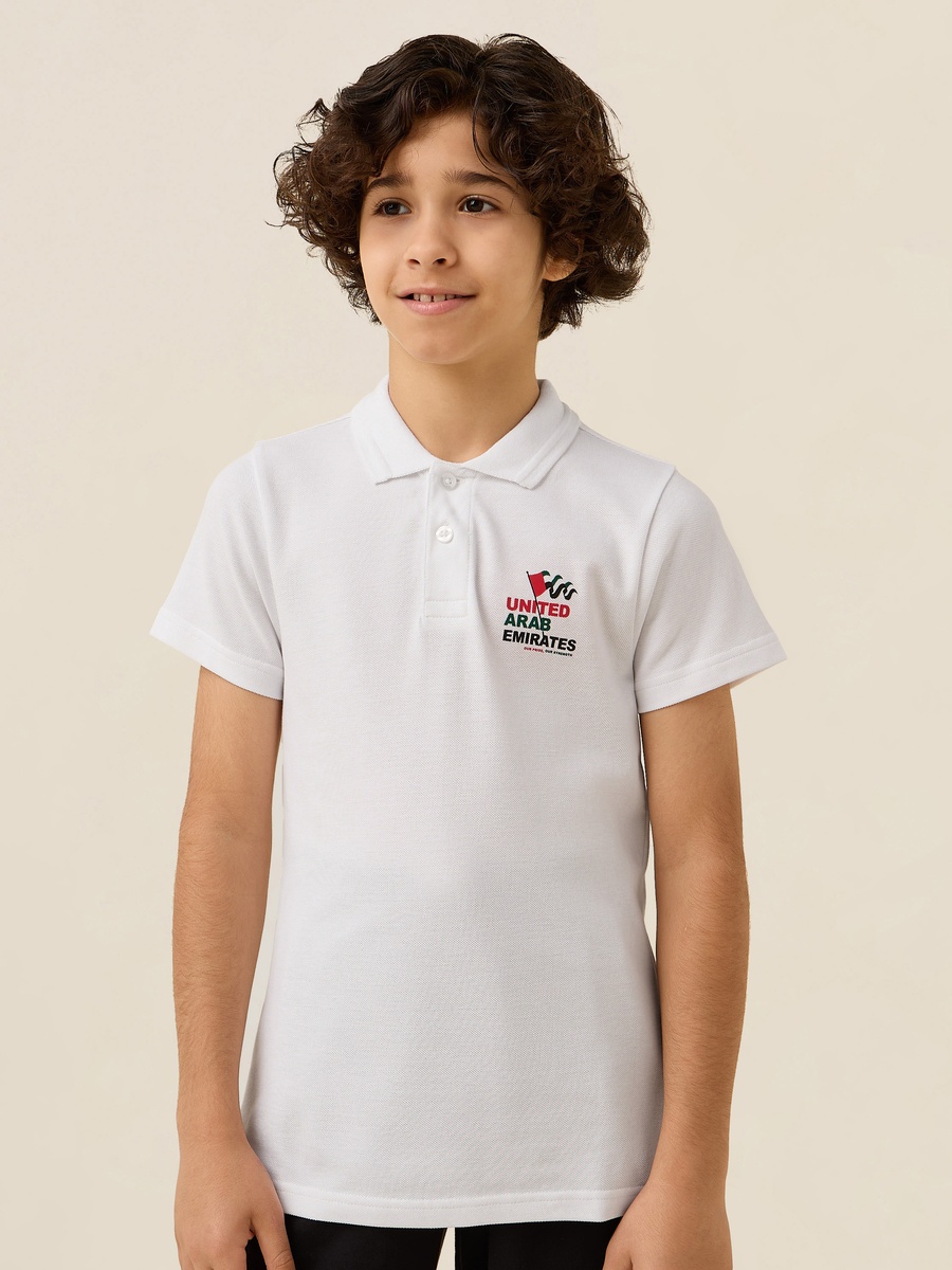 Collared Short Sleeves Polo T-Shirt with UAE National Day Print
