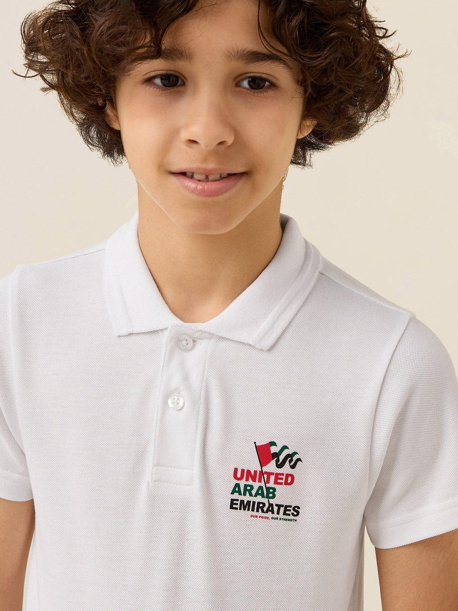 Collared Short Sleeves Polo T-Shirt with UAE National Day Print