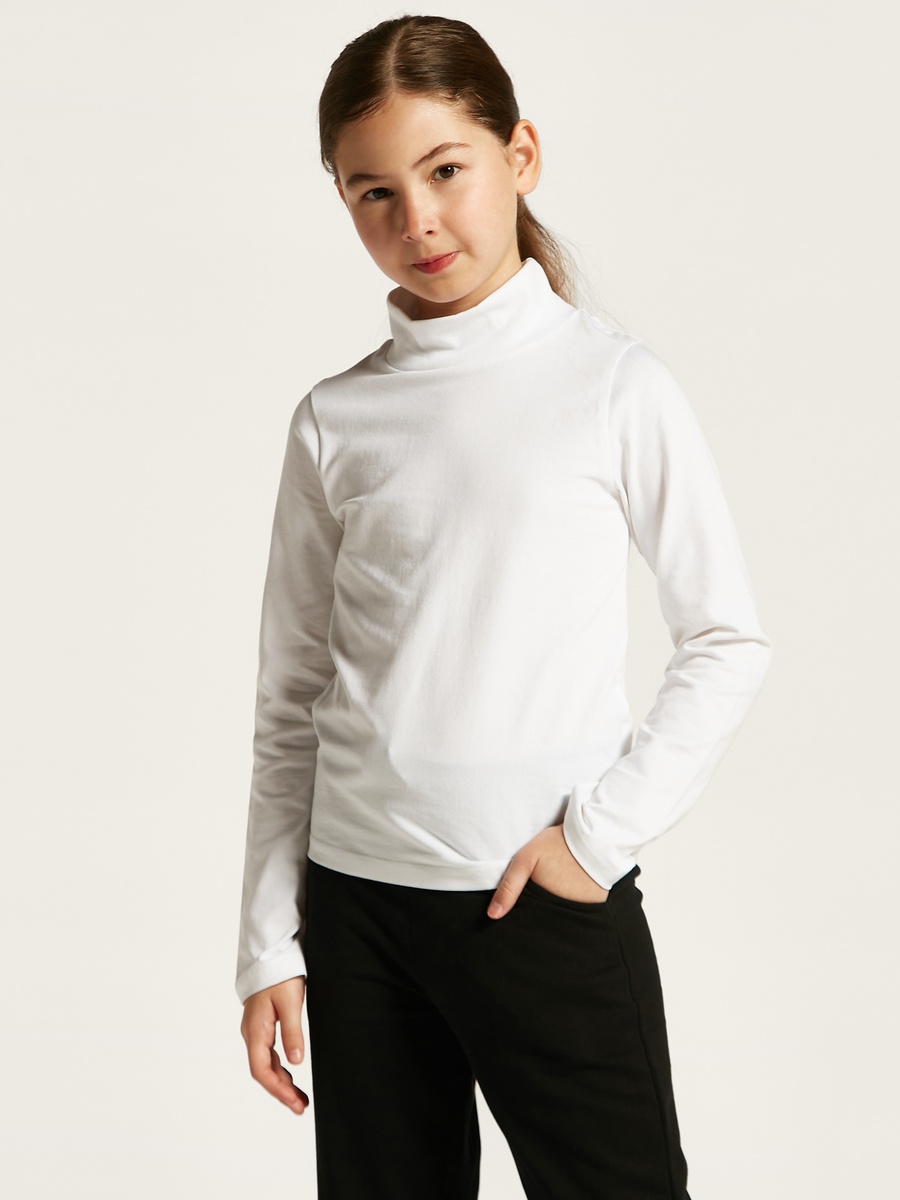 Solid Turtle Neck T-Shirt with Long Sleeves