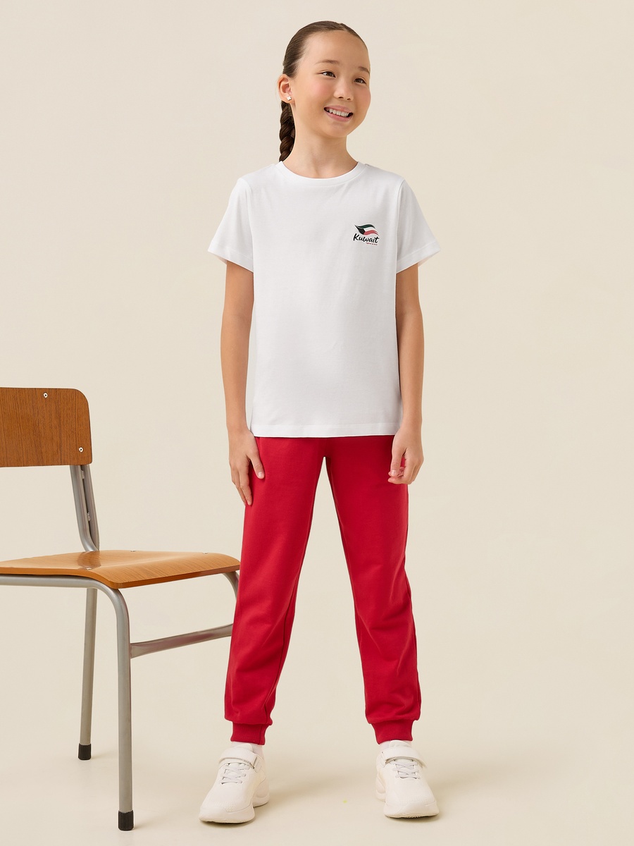Crew Neck Short Sleeves T-Shirt with Kuwait Print