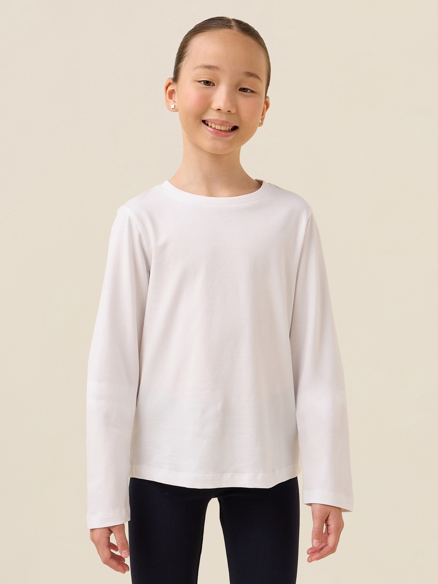 Solid Round Neck T-Shirt with Long Sleeves