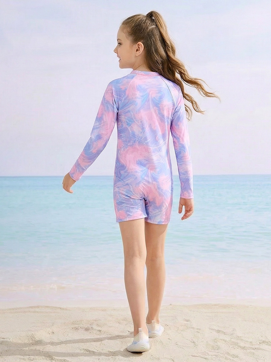 Girls Swirl Print Swimsuit