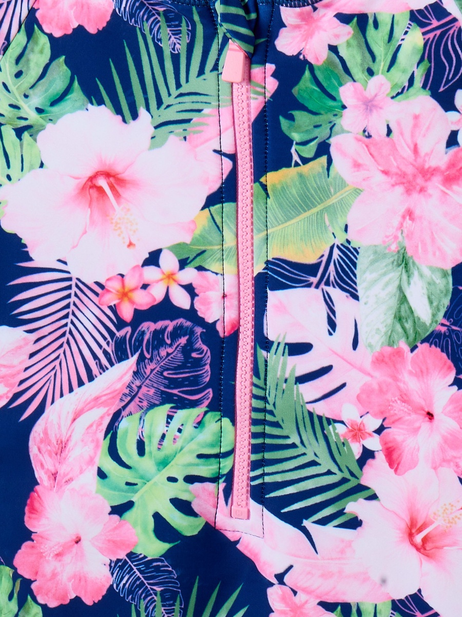 Girls Floral Print Swimsuit with Skirt and Scrunchie