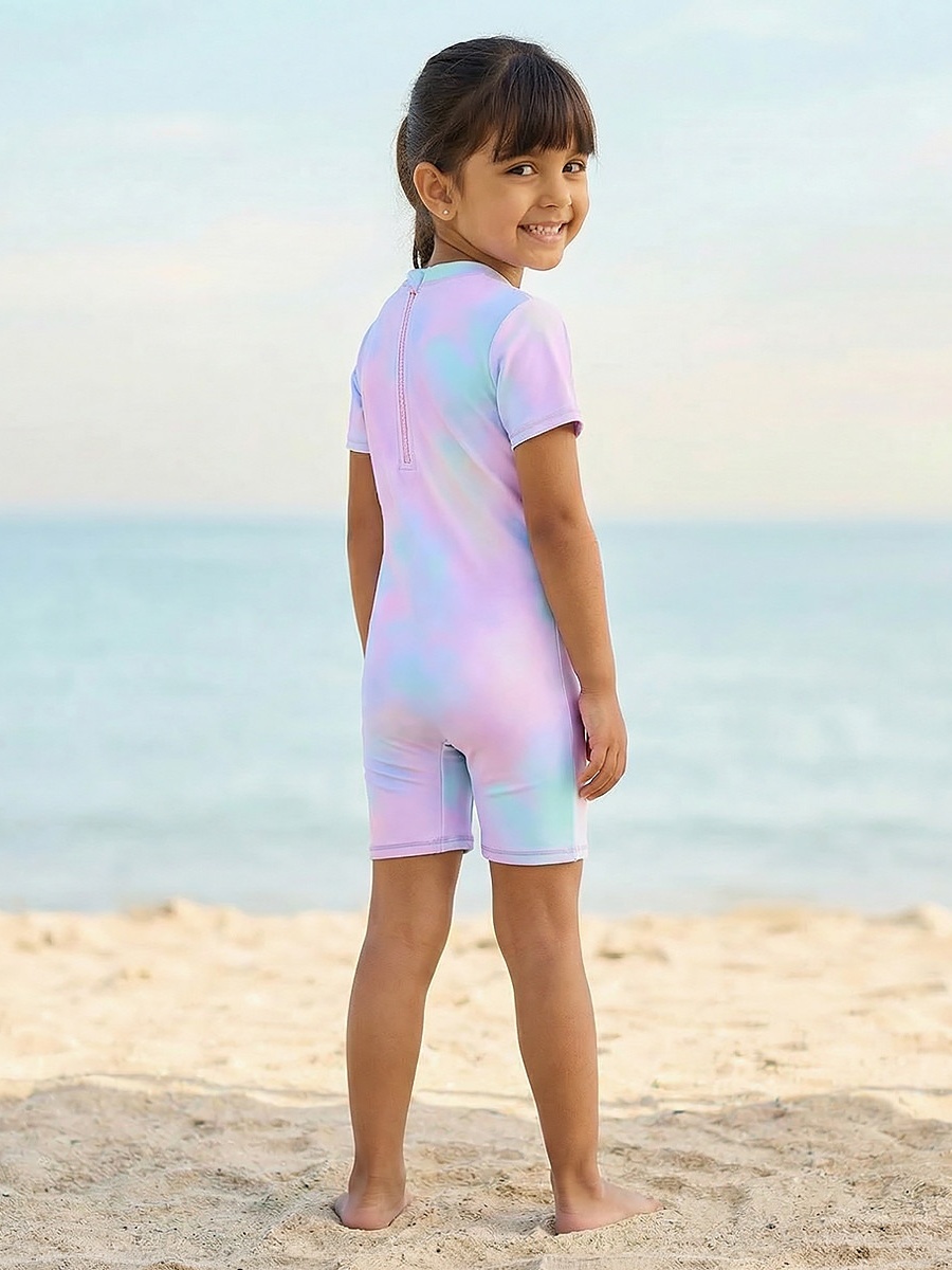 Girls Minnie Mouse Print Swimsuit