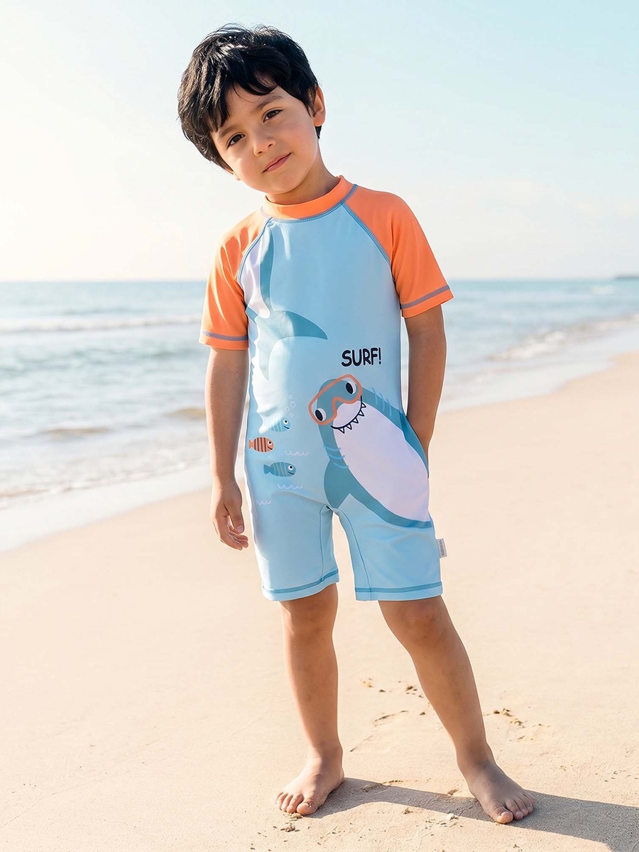 Boys Shark Print Swimsuit
