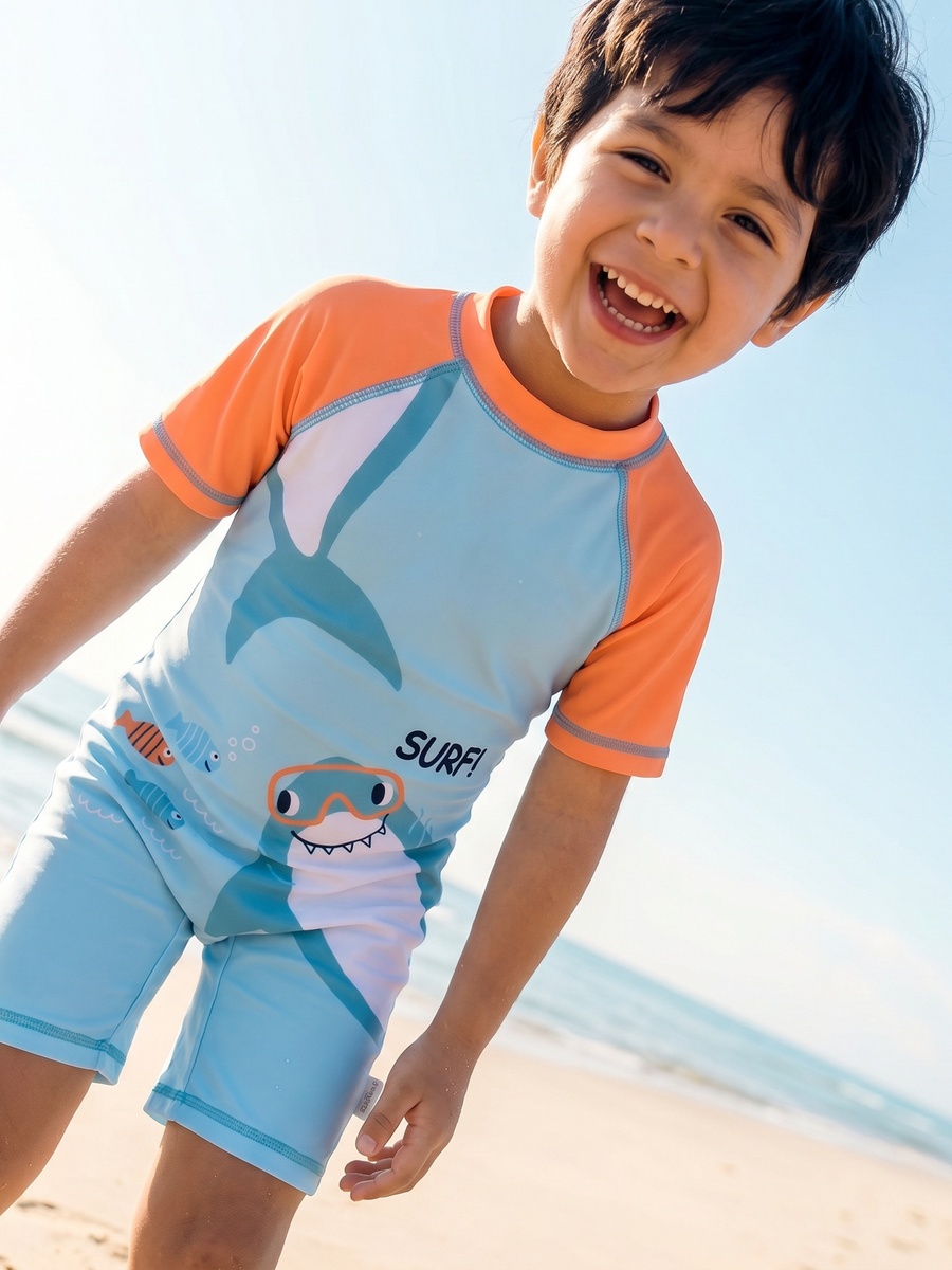 Boys Shark Print Swimsuit