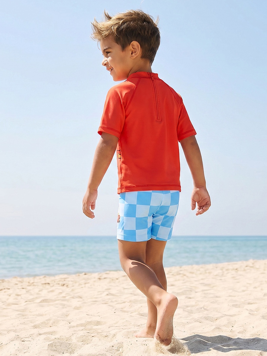 Boys Cars Print Rash Guard and Swim Shorts Set