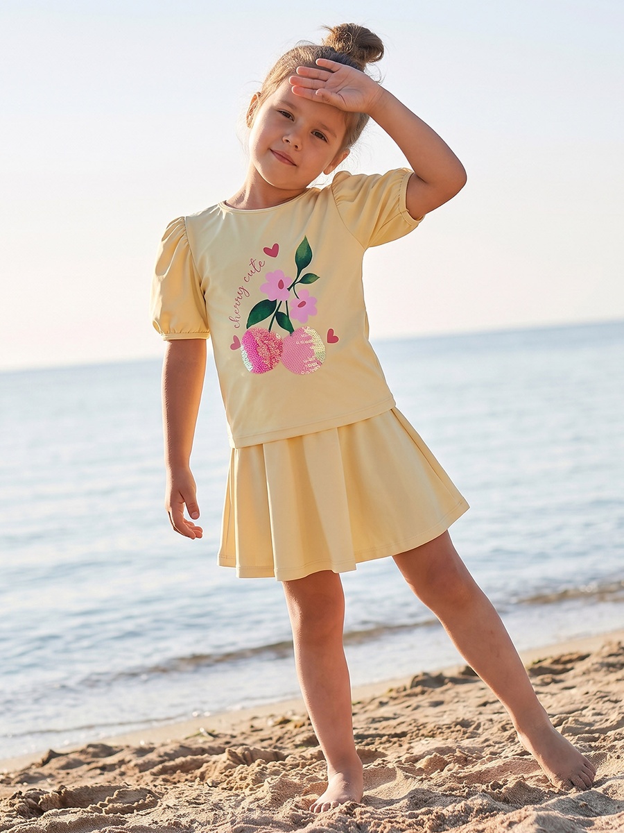 Girls Floral Print Swimwear Set