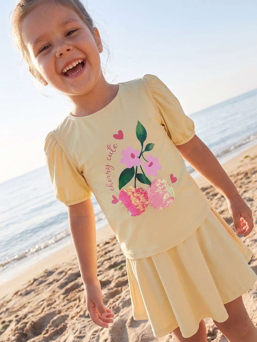 Girls Floral Print Swimwear Set