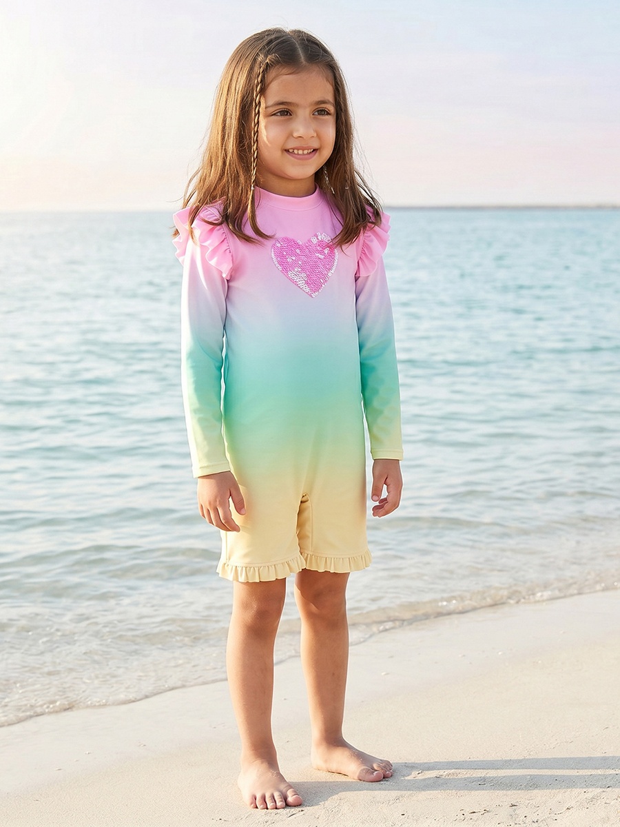 High Neck Long Sleeves Swimsuit with Zip Closure
