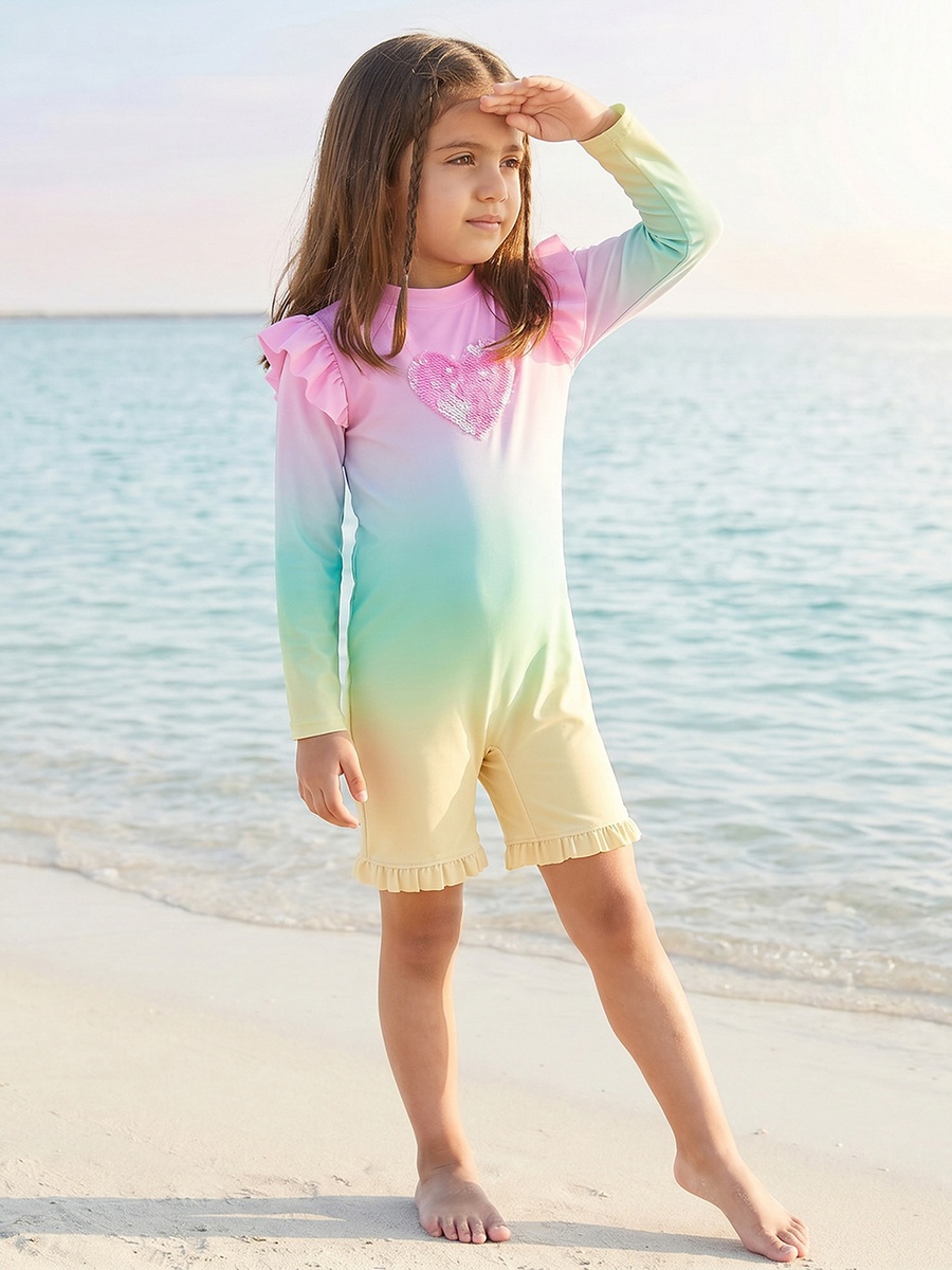 High Neck Long Sleeves Swimsuit with Zip Closure