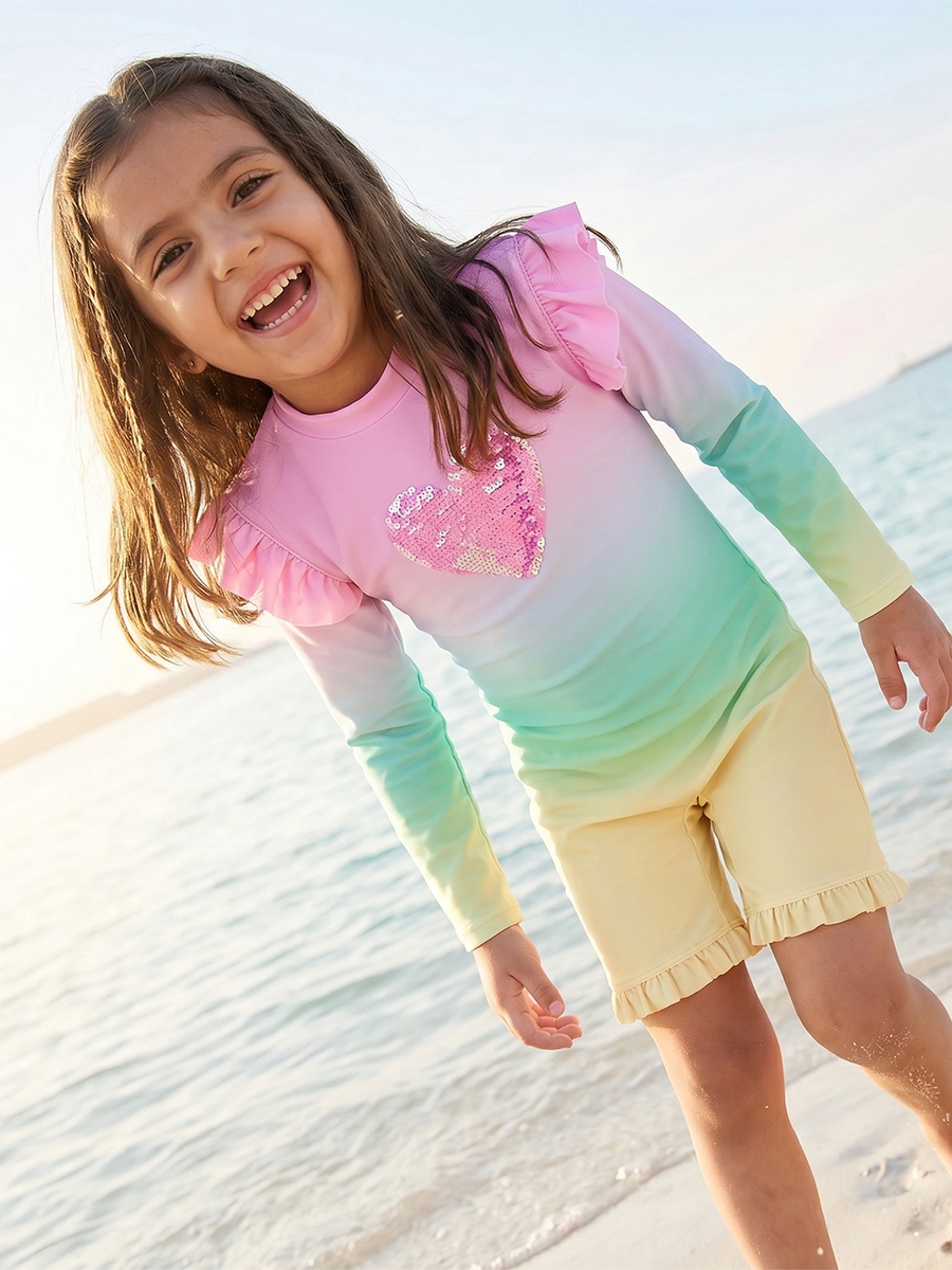High Neck Long Sleeves Swimsuit with Zip Closure