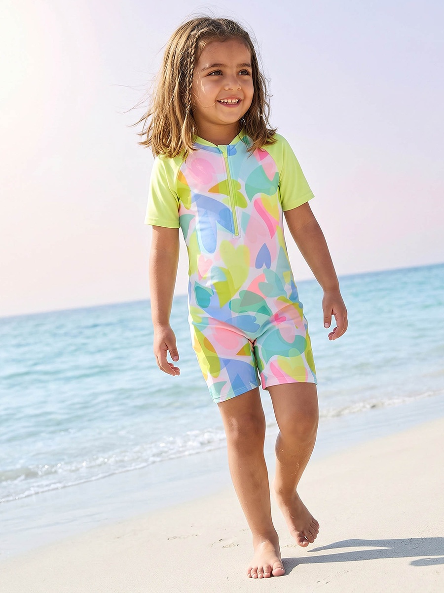 Girls Abstract Print Swimsuit