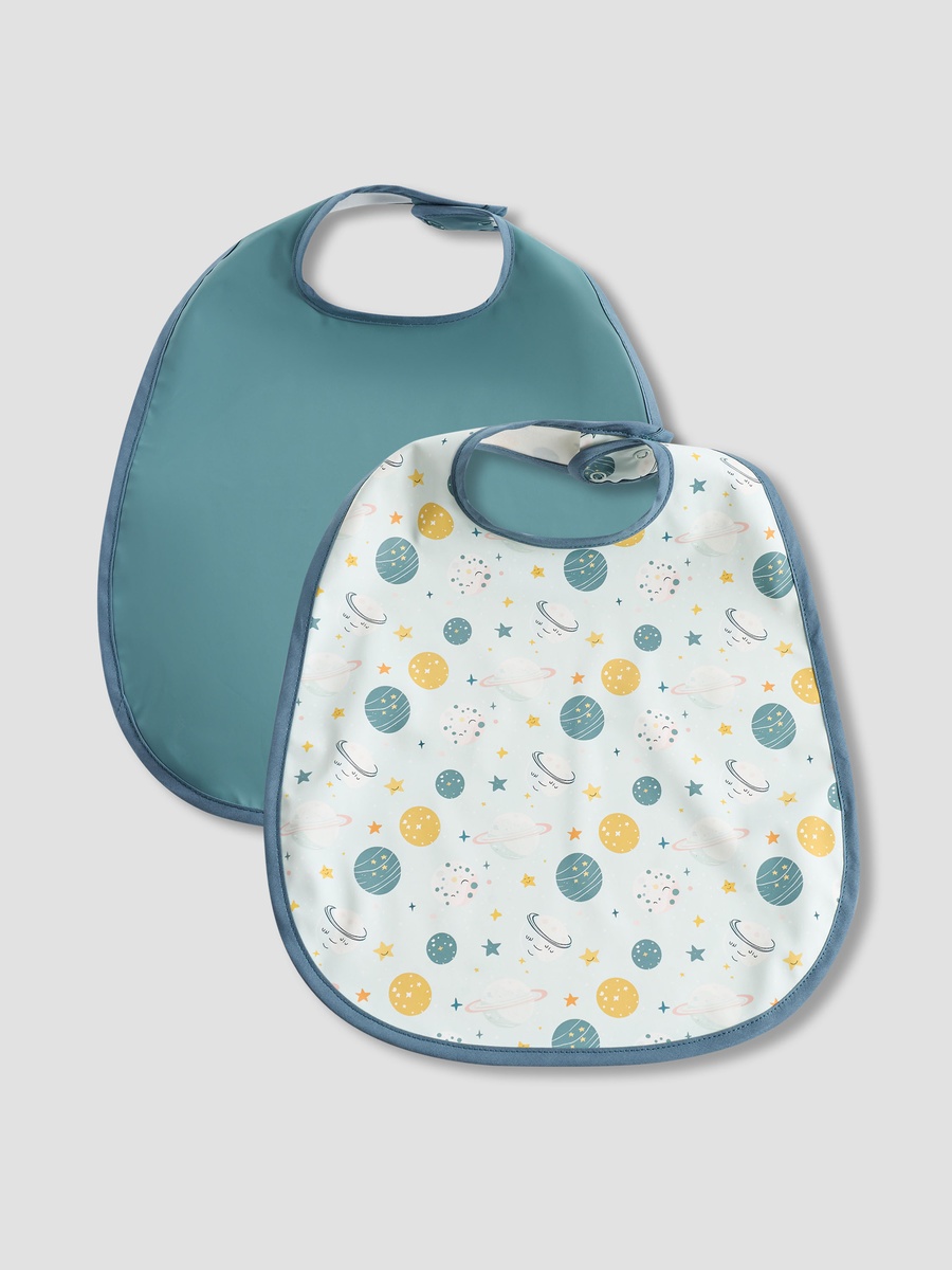Pack of 2 Baby Bib with Snap Button Closure