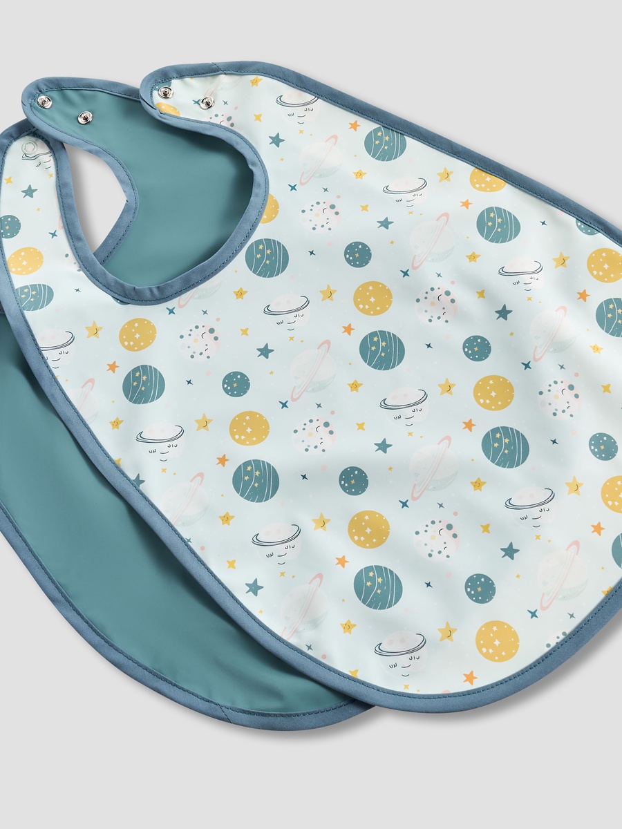 Pack of 2 Baby Bib with Snap Button Closure