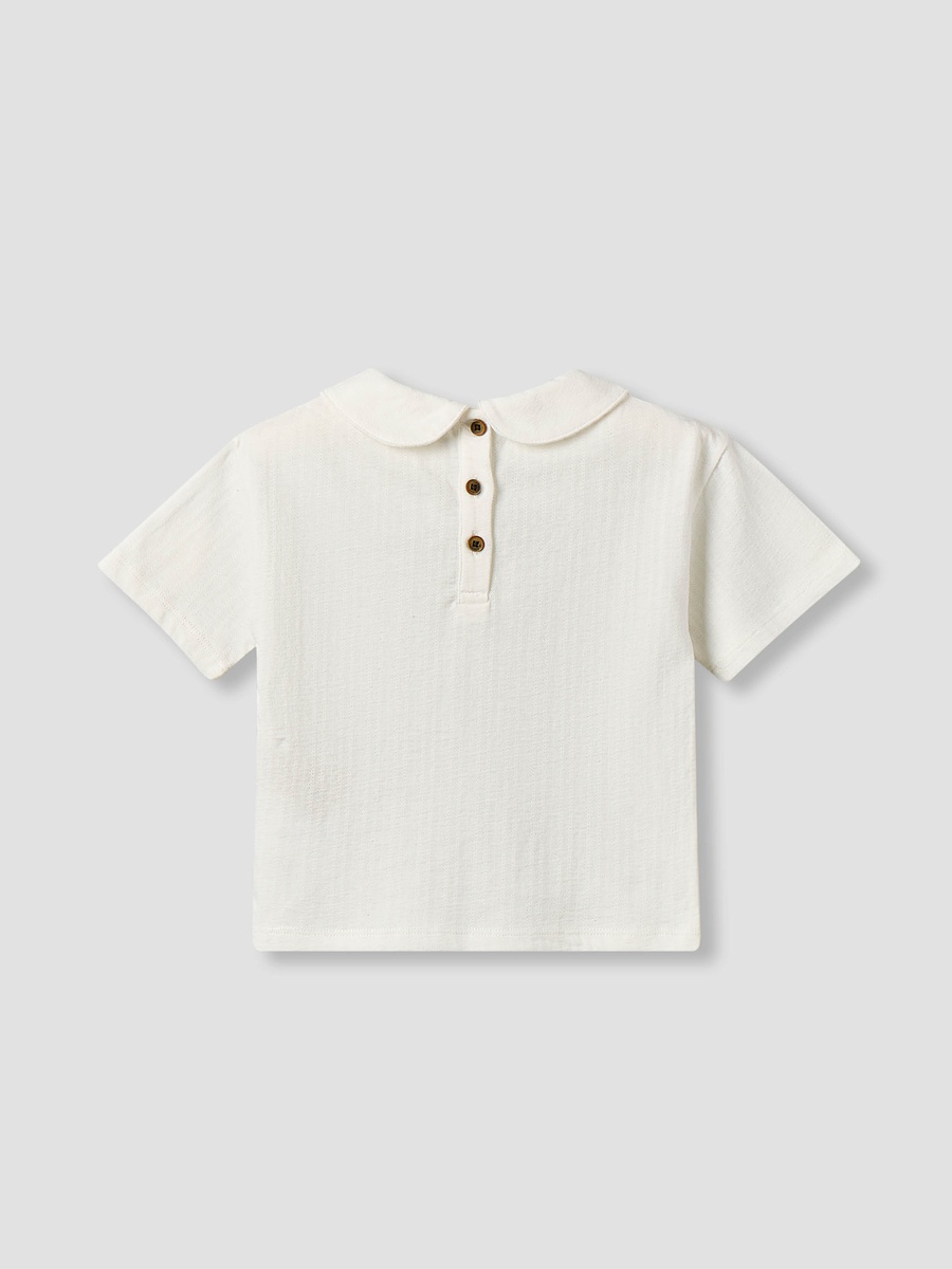 Collared Short Sleeve Top and Dungaree Set with Button Closure