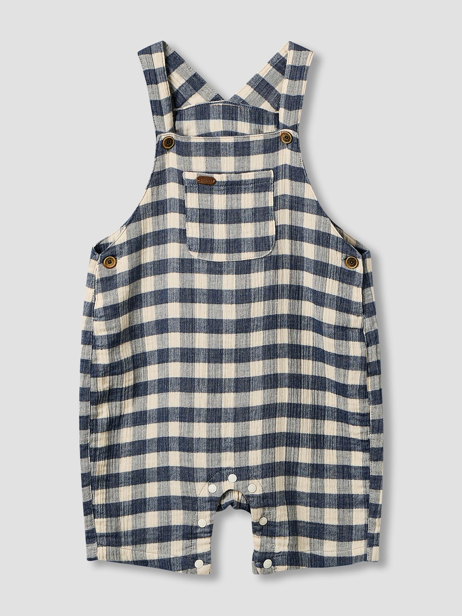 Collared Short Sleeve Top and Dungaree Set with Button Closure