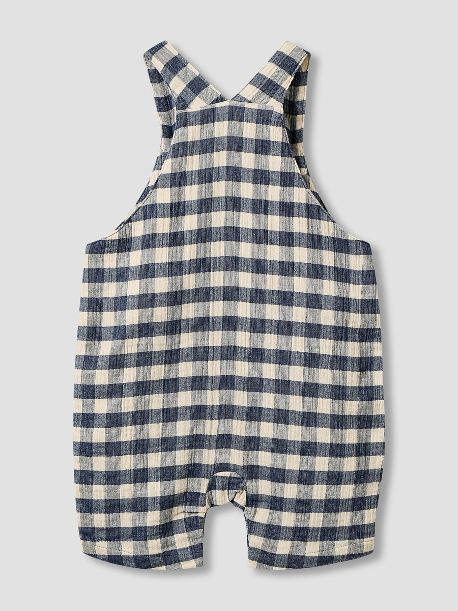 Collared Short Sleeve Top and Dungaree Set with Button Closure