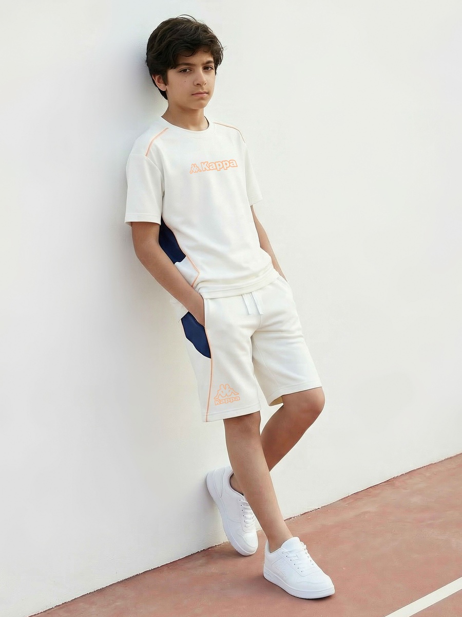 Crew Neck Short Sleeves T-Shirt and Shorts Set with Colourblock Panel