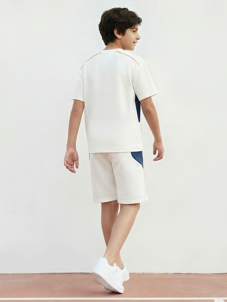 Crew Neck Short Sleeves T-Shirt and Shorts Set with Colourblock Panel