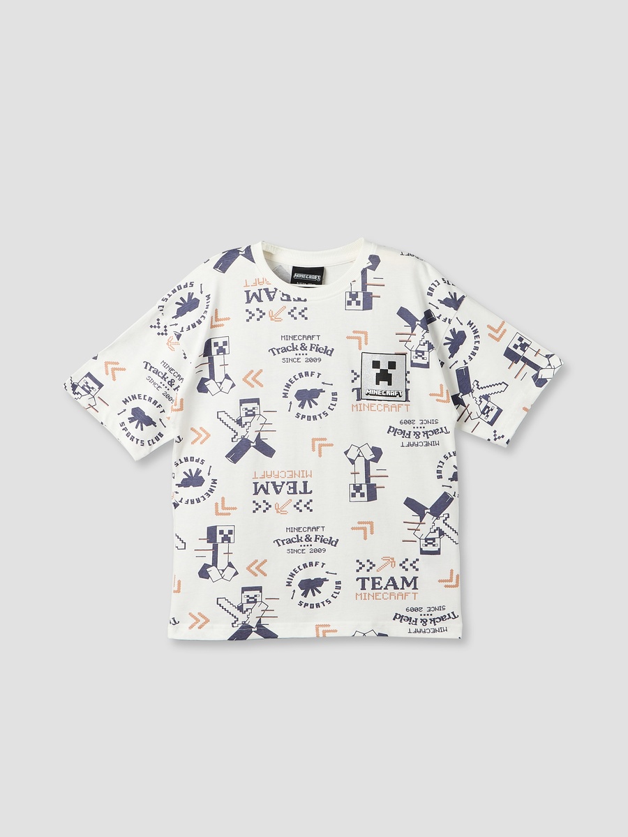 Crew Neck Short Sleeve T-Shirt and Shorts Set with Gaming Print