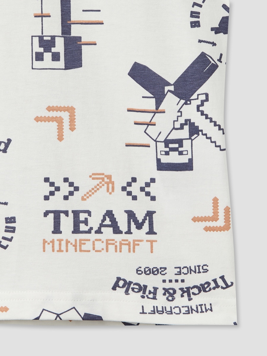 Crew Neck Short Sleeve T-Shirt and Shorts Set with Gaming Print