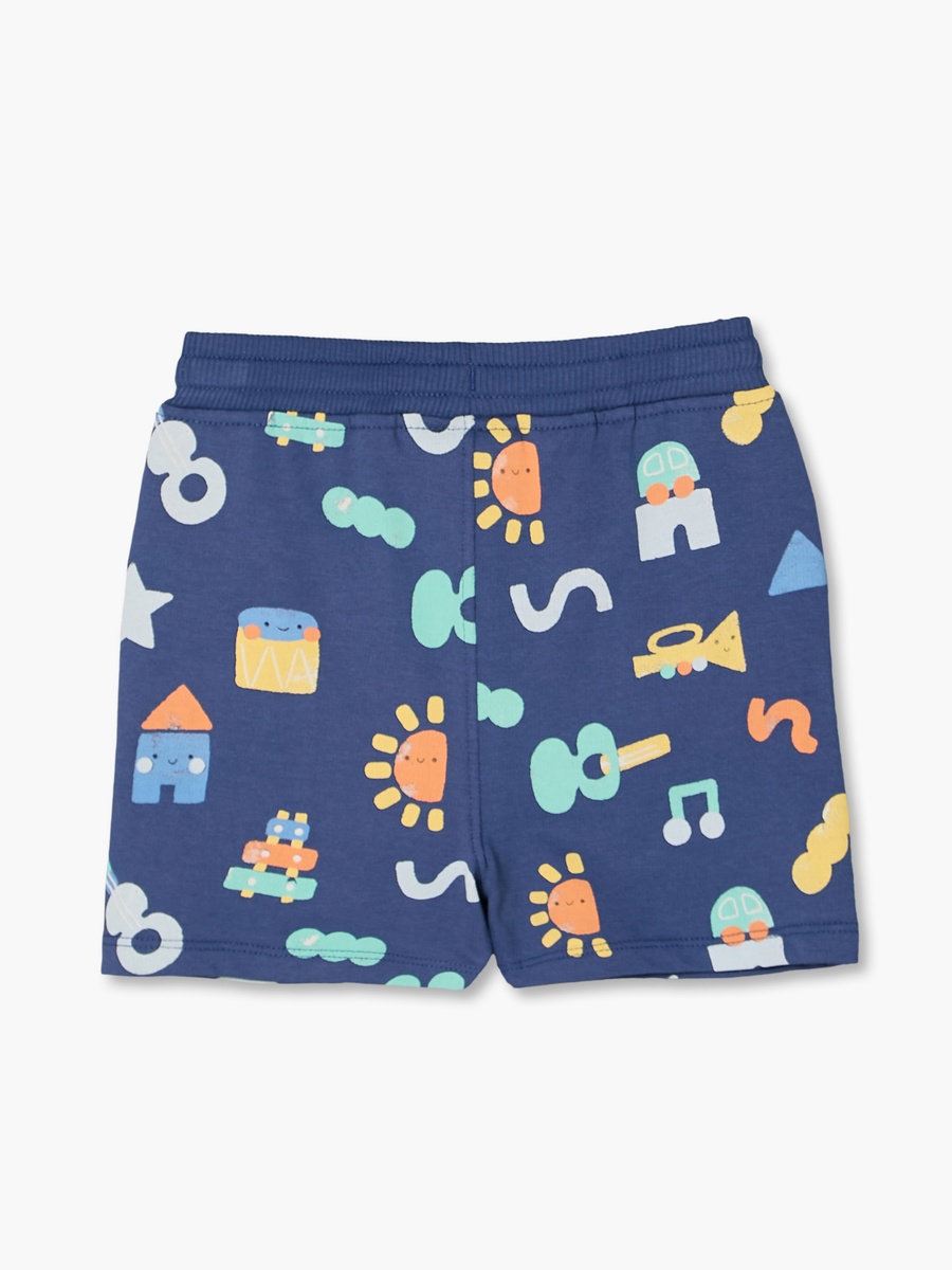 Set of 3 Crew Neck Short Sleeves T-Shirt and Shorts Set with Music Print