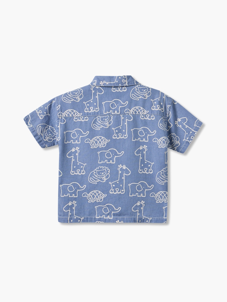Giggles Collared Short Sleeves Shirt and Shorts Set with Safari Print