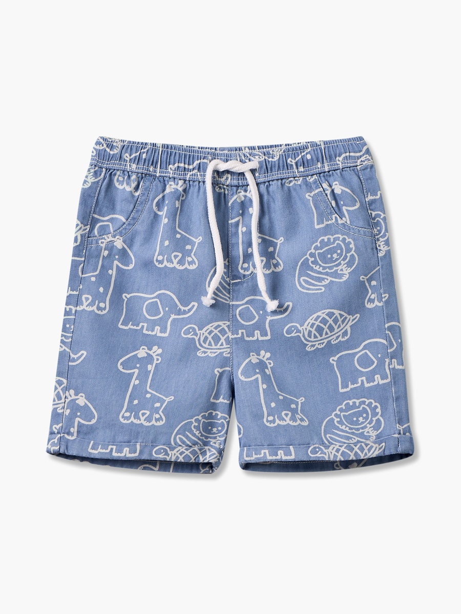 Giggles Collared Short Sleeves Shirt and Shorts Set with Safari Print