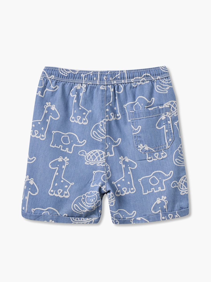 Giggles Collared Short Sleeves Shirt and Shorts Set with Safari Print
