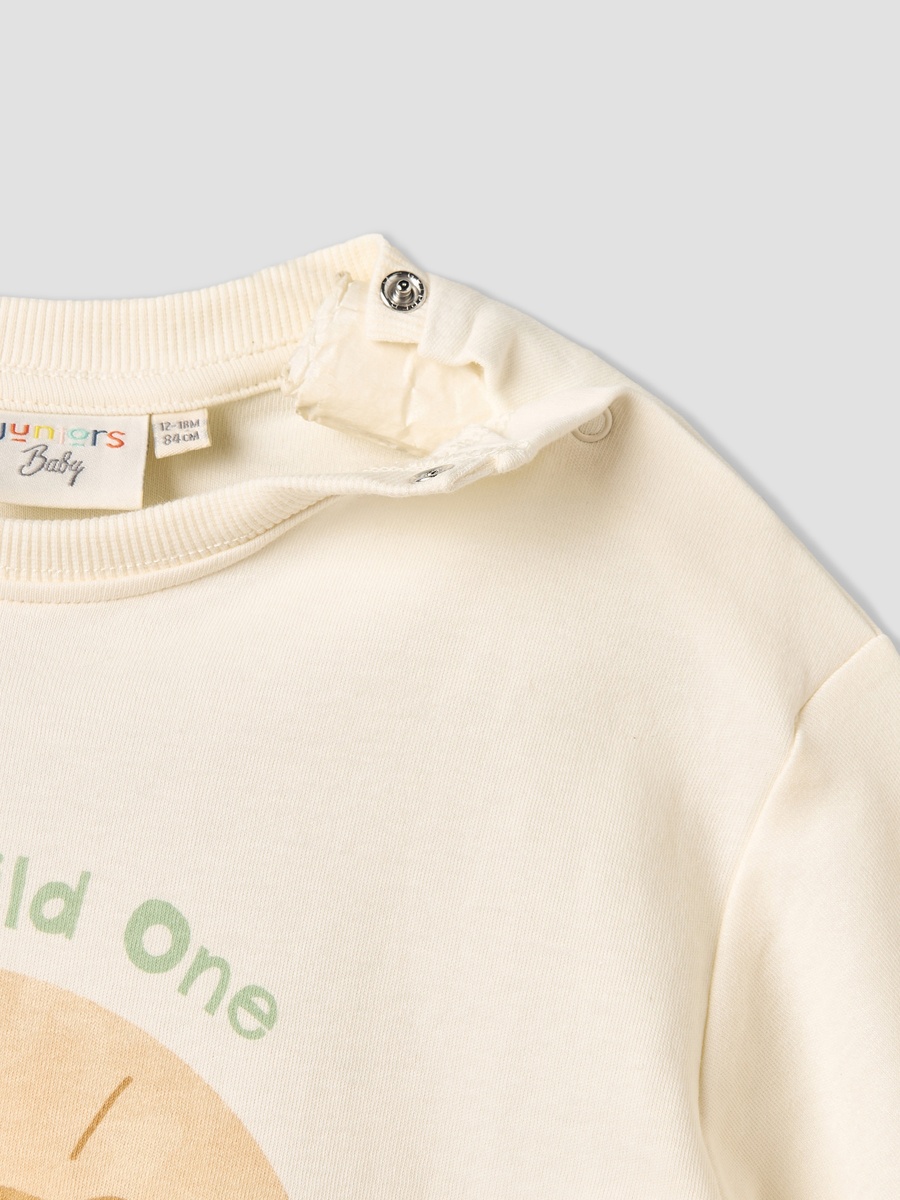 Crew Neck Short Sleeves T-Shirt and Pants Set with Lion Print