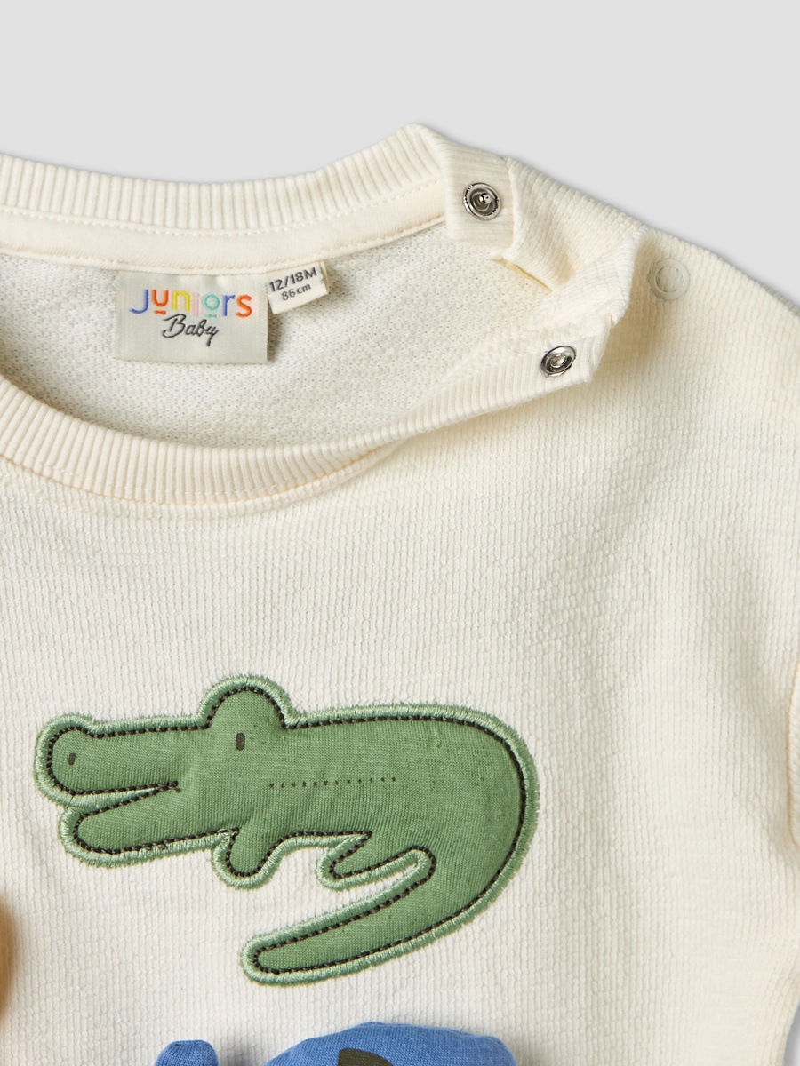 Crew Neck Short Sleeves T-Shirt and Shorts Set with Safari Applique