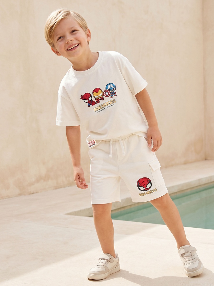 Crew Neck Short Sleeves T-Shirt and Shorts Set with Print