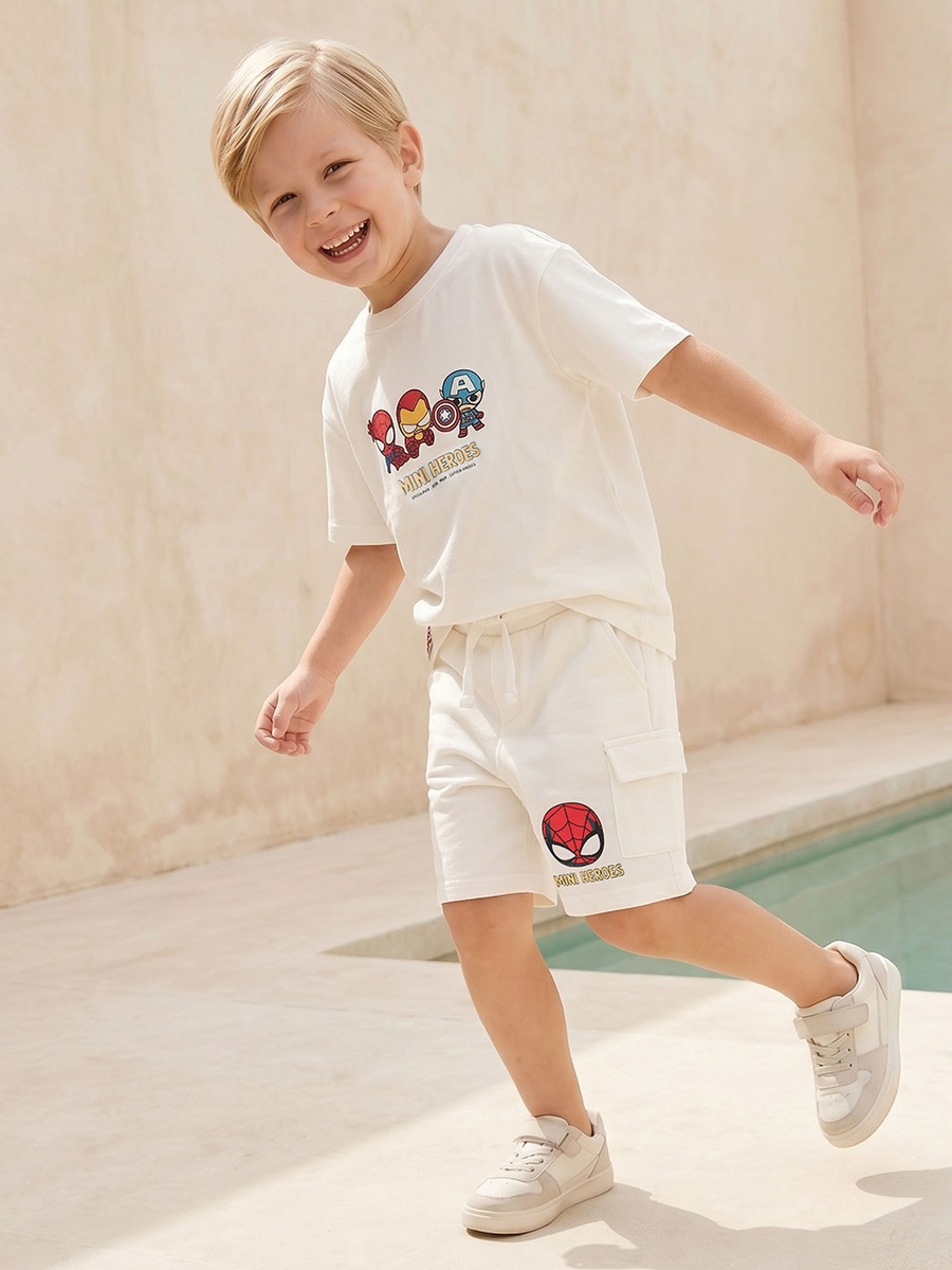 Crew Neck Short Sleeves T-Shirt and Shorts Set with Print