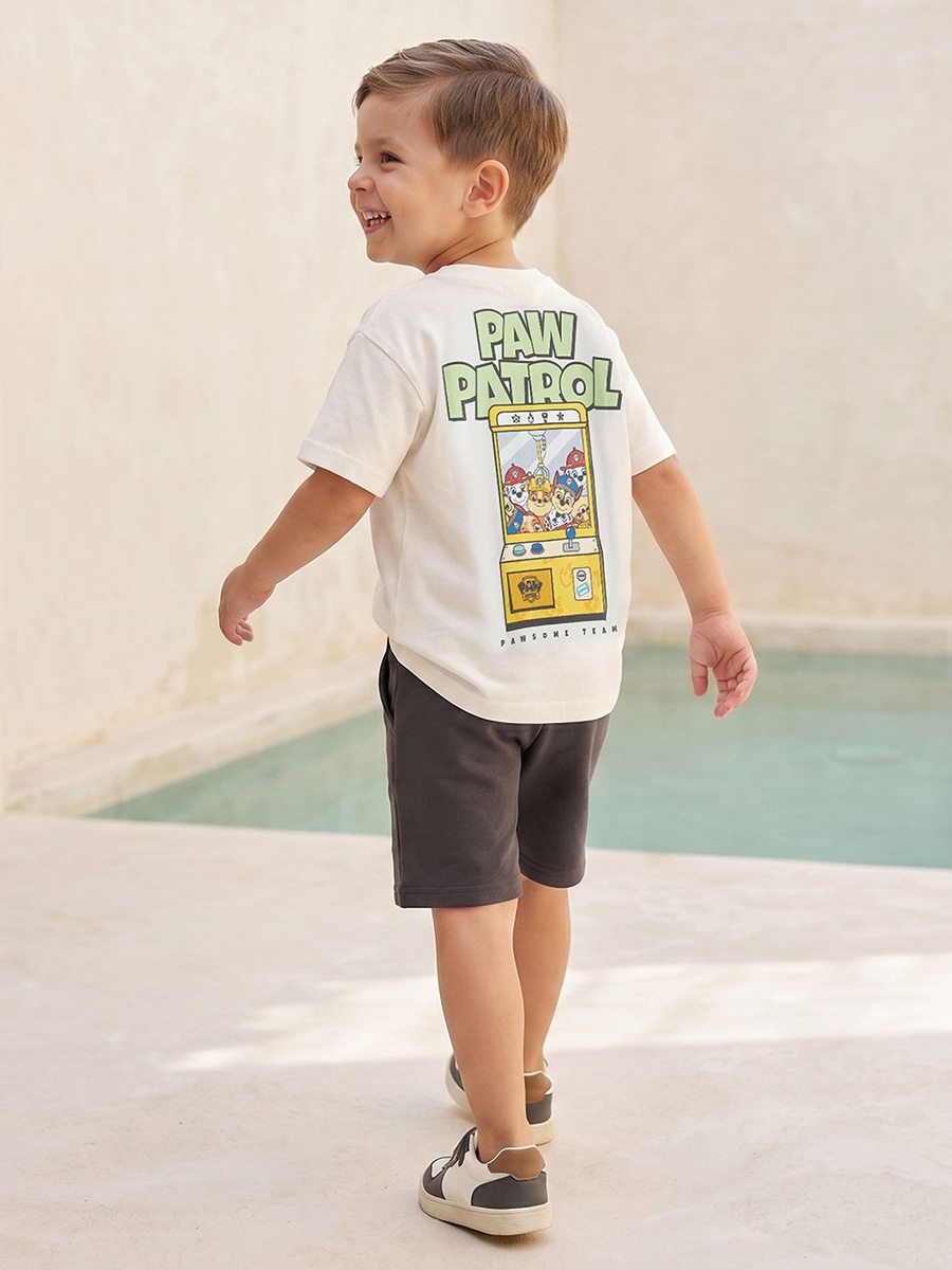 Crew Neck Short Sleeves T-Shirt and Shorts Set with PAW Patrol Print