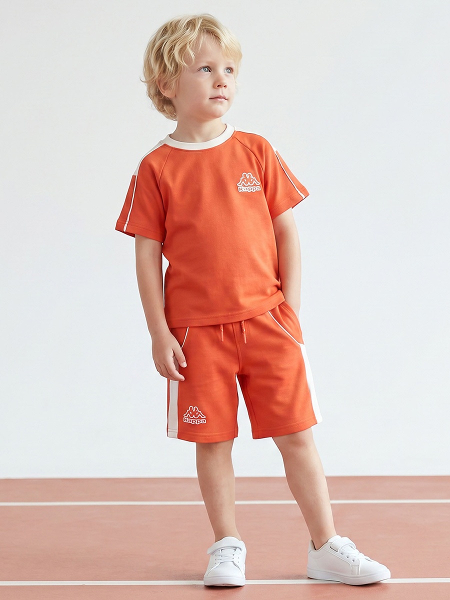 Crew Neck Short Sleeves T-Shirt and Shorts Set with Logo Print