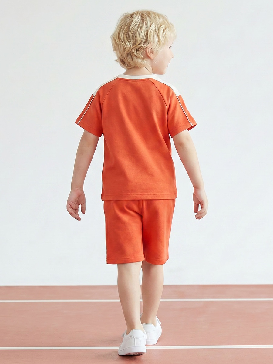 Crew Neck Short Sleeves T-Shirt and Shorts Set with Logo Print