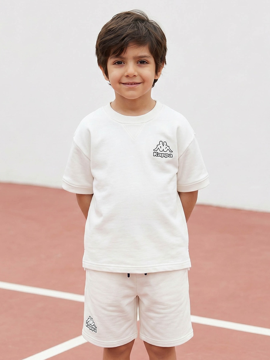 Crew Neck Short Sleeves T-Shirt and Shorts Set with Drawstring Closure