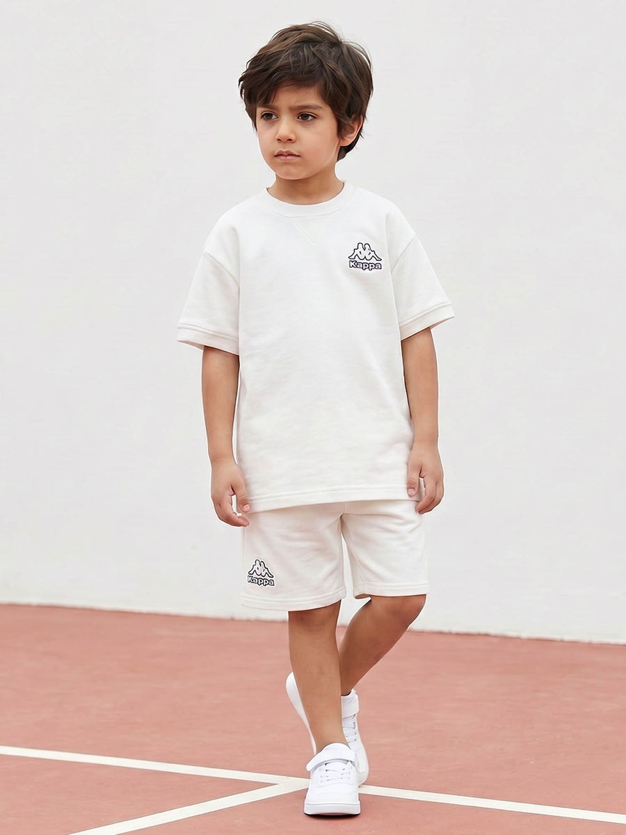 Crew Neck Short Sleeves T-Shirt and Shorts Set with Drawstring Closure