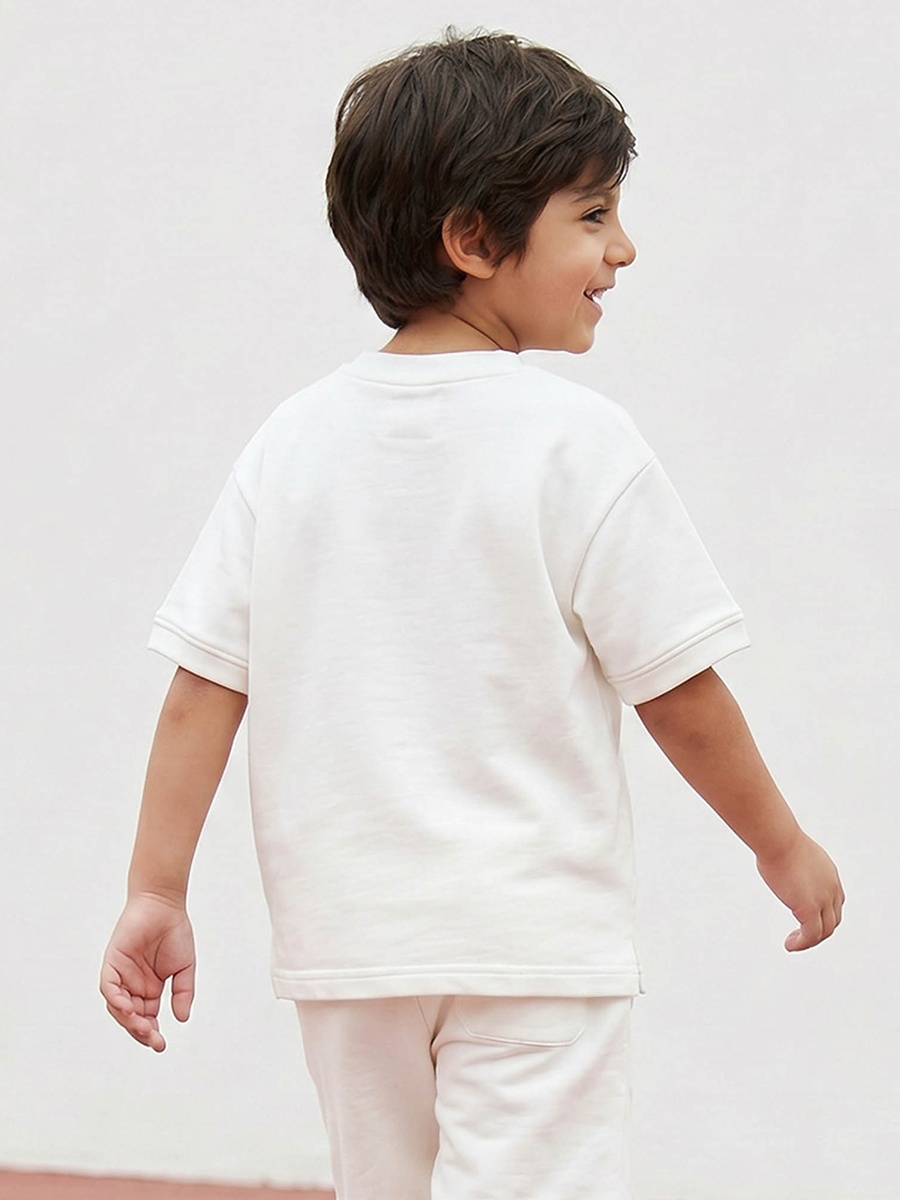 Crew Neck Short Sleeves T-Shirt and Shorts Set with Drawstring Closure