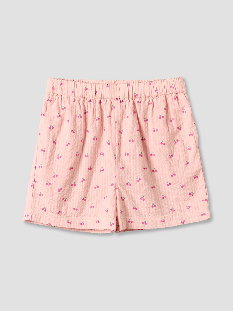 Collared Short Sleeves Top and Shorts Set with Cherry Print