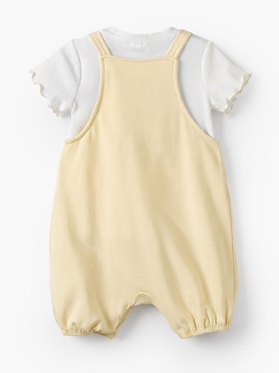 Crew Neck Short Sleeves T-Shirt and Dungaree Set with Care Bears Print
