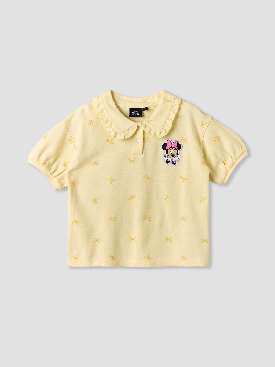 Collared Short Sleeves T-Shirt and Skorts Set with Minnie Mouse Applique