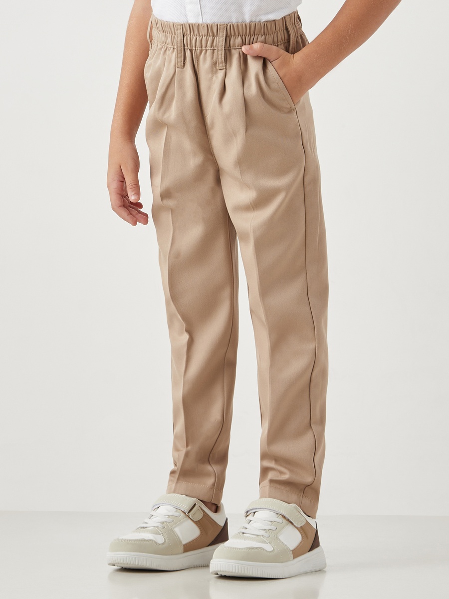 Solid Trousers with Elasticated Waist and Pockets